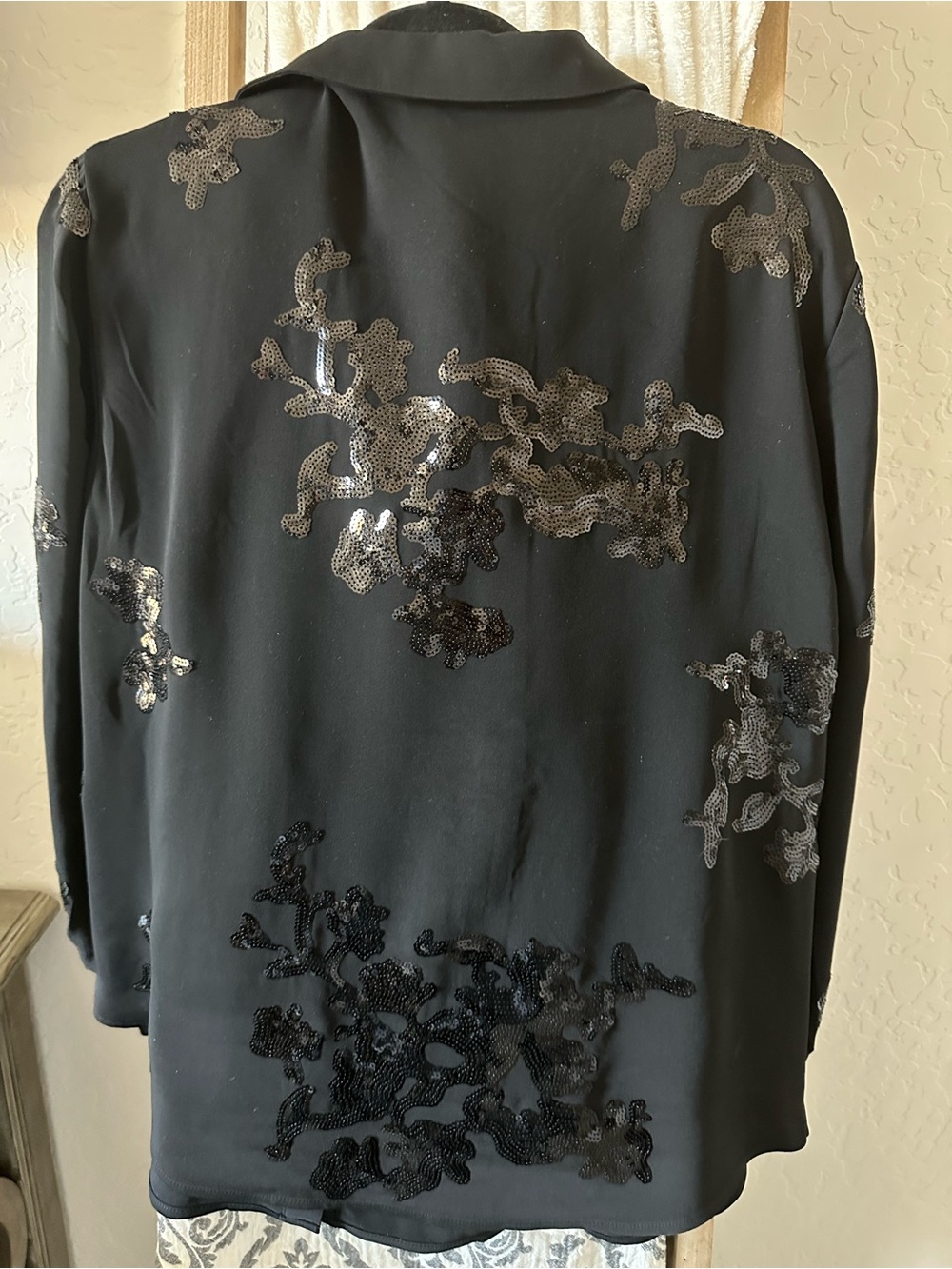 Chico's Black Sequin Stripe Button-Down Shirt - Picture 11 of 11